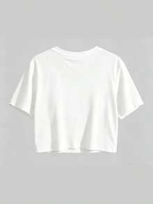 100% Cotton Crop Top T-Shirt With Gothic Lettering Foul Mouthed  , On Wooden Hanger, Glasses, Blue Jeans, Indoor Staircase, Vacation Outfitswomen - 白色 - 查看 4