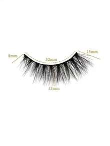 10/7 Pairs 15mm Cross-Style Extended Outer Corner False Eyelashes - Black - View 4
