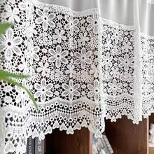 1PC New White Hollow Flower Lace Patchwork Curtain Header, Rod Pocket Window Valance, Pastoral Style Cabinet Shelf Cover Curtain, Kitchen Small Window Decorative Short Half Curtain, Fabric Weight 180g/㎡ - 1PC - View 8