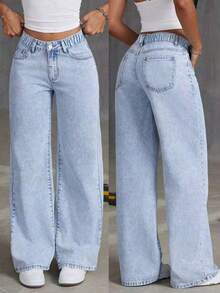 Tween Girl Summer Denim Jeans, New Fashion Style - Blue - View 1