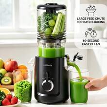 celiberry Cold Press Juicer Machines, Slow Masticating Juicer With Large Feed Chute For Whole Fruits & Vegetables, Easy To Clean, 300W Multi-Function Blender For Kitchen, 99% High Juice Yield, Quiet Juicer Extractor,  Anti-Clog, Idea Gifts For Holiday - US A Type Plug(110-127V) - View 2