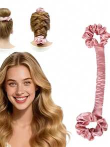 1pc Women's Heatless Curling Rod, Solid Color Polyester Fiber (Polyester) Hair Curler, No Damage To Hair, Big Waves, All Season Hair Care, Sleep Use, Faux Silk Satin Material, Travel Gift - Heatless Silk Curling Rod - View 7