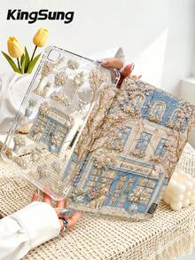 Kingsung Bookstore Pattern Y-Shaped Folding Acrylic Tablet Case Compatible With Samsung Tablets/ Mini6/7/9.7/10.2/10.5/10.9/12.9/Pro 11, 10th Generation, Protective Cover Supports Multi-Angle Adjustment, Six Ways To Place The Bracket, Built-In Pen Slot, Anti-Drop Protection, Automatic Wake/Sleep.Compatible With Kindle Paperwhite 12th Gen 2024,Kindle 11th Gen 2022,Clara Colour. ﻿ ﻿ - Multicolor - View 2