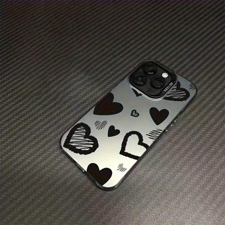 Fashionable Black Shockproof Phone Case With Fun Soft Edges, Compatible With For 16, 11, XR, XS Max, 12, 13, 14, 15 Plus Pro Max, For Couples. - Black - View 1