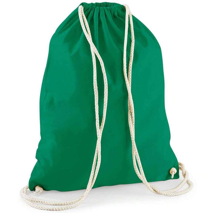 Westford Mill Cotton Drawstring Bag - Kelly Green - View 1