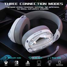 ATTACK SHARK Headset Gaming Nirkabel Over-Ear L60, Driver 40mm, Mikrofon Peredam Kebisingan yang Dapat Dilepas, Bantalan Telinga Busa Memori, Headset Komputer USB 3 Mode dengan Suara Surround 5.1 untuk PC/Mac/PS4/PS5 - View 1