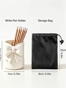 Bowknot Round Pen Holder (1pc), 3D Printed Multi-Functional Storage Bucket - Suitable For Desktop Stationery, Makeup Brushes, Eyebrow Pencils And Lipsticks Storage; Both A Stationery Storage Box For Students To Store Pencils And Ballpoint Pens, And A Cute Desktop Decor; Suitable As Student Gift, Birthday Gift Or Back To School Season Item. - Multicolor - View 4