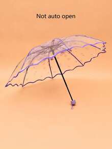 Cherry Blossom Manual Folding Umbrella, Portable 8-Rib Thickened High Transparency Folding Umbrella, Suitable For Outdoor Travel And Photography Props, 1pc - Cherry Blossom Transparent Umbrella - View 4