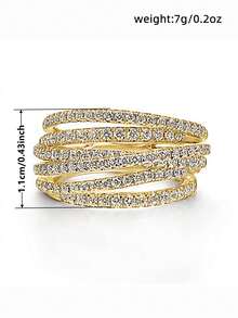 1pc Elegant Cubic Zirconia Ring For Women, Wedding Engagement Party Jewelry, Valentine's Day Gift - Yellow Gold - View 7