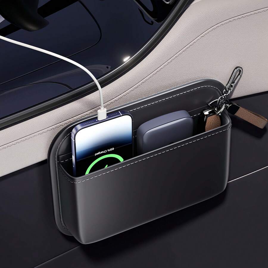 Automotive Storage Bag Adhesive-Backed Driver Passenger Console Storage Box Multi-Function Seat Gap Organizer Vehicle Storage Tidy Car Interior Car Storage Organizer Box Car Accessories