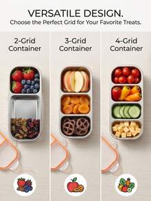 Portable Divided Lunch Box With Lid / Student & Office Worker Meal Box, Multi-Functional Fruit & Snack Airtight Container (2-Compartment/3-Compartment/4-Compartment Optional), Odor-Proof Stainless Steel Divided Fresh-Keeping Box, Sealed Lunch Box With Handle, Office Worker Weight Loss Meal/Fruit & Snack Storage Box, Portable Picnic Lunch Box - Multicolor - View 13