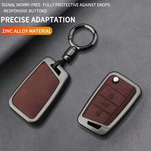Zinc Alloy Car Key Protective Case With Ring, Compatible With Leon/Ibiza/Ateca/Arona/Toledo/Altea/Exeo/Mii/Golf/Tiguan/Passat/Jetta/Polo/Touran/Beetle/Caddy, Double-Sided Protective Cover, Provides Comprehensive Protection For Key Fobs, Perfect Car Accessory For Car Owners - Round Button - View 6