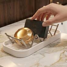 Wavy Soap Dish Drain Rack, Bathroom Soap Holder Drain Rack, Stainless Steel Kitchen Drain Rack, Countertop Sponge And Cleaning Cloth Drain Rack (Beside Sink), Quick Drainage, Keeps Countertop Dry, Securely Holds Sponges And Steel Wool - Multicolor - View 6