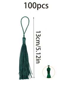 20/50/100pcs 13cm/5 Inch Silky Floss Bookmark Tassels With 2-Inch Cord Loop And Small Chinese Knot For Jewelry Making, Souvenir, Bookmarks, DIY Craft Accessory - 13cm Dark Green - View 9