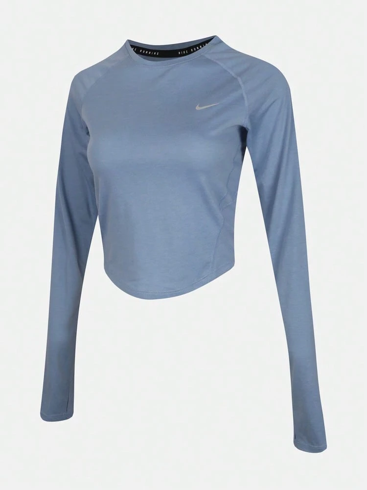 Nike Women's AS W NK TEMPO DF CRP LS Long Sleeve Knit Collarless T-Shirt TIM7578-486 - Dusty Blue - View 1