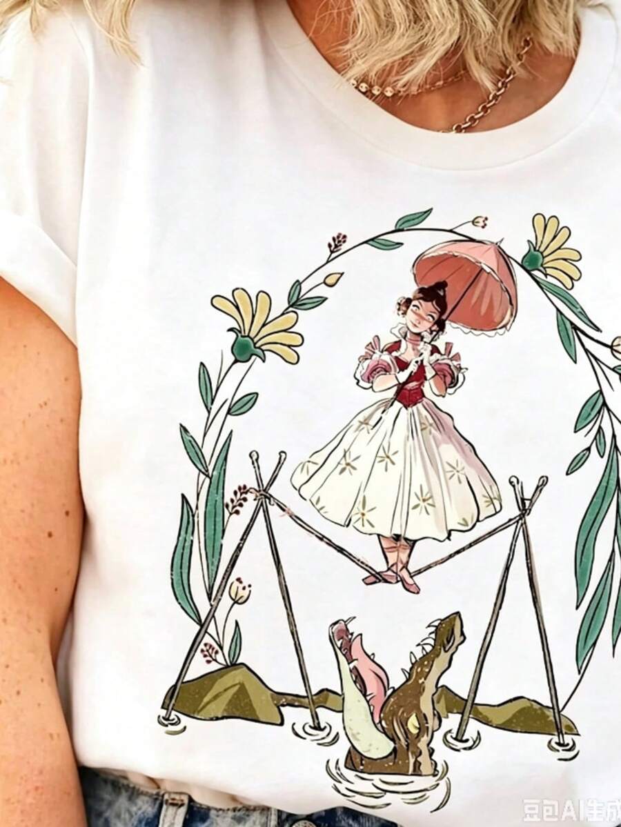 Flower Tightrope Walker Swea Tightrope Girl The Haunted Mansion Shirt Foolish Mortal Land Halloween Family Matching Outfi. Ll Seasons, Fashionable Top - 白色 - 查看 1