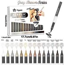 Flysea Acrylic Paint Markers, 1 Box 14 Colors, Liquid Ink Soft Tip, Waterproof Stackable Colorful Painting Graffiti, Coloring Set, First Day Of School - Multicolor - View 14