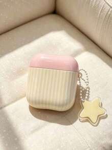 1 buah Casing Earphone Minimalis Warna Pink/Biru/Kuning dengan Garis-garis Warna Solid dan Liontin Bintang/Pita, Kompatibel dengan Pro 3, Pro 2, dan Apple 4, Casing Earphone Minimalis Lucu untuk Anak Perempuan Generasi 1/2. - MultiWarna - View 9