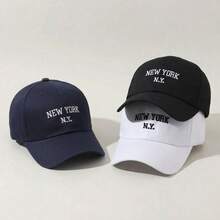 BONNY BOOM 3件裝 NEW YORK N.Y. 刺繡棒球帽卡車帽，中性 Y2K 戶外防曬可調節旅行度假禮物，適合朋友家人，適用萬聖節、聖誕節、感恩節、返校季、學生開學季、情人節、父親節、母親節、教師節、嘉年華、單身派對、新娘婚禮用品 - 3pcs-new york - 查看 3
