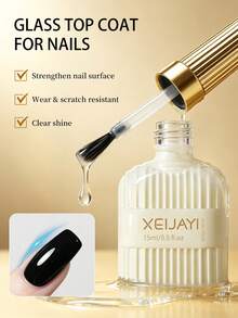 XEIJAYI 1瓶15ml玻璃頂層亮油，打造亮澤效果，可卸除，適用於LED美甲燈，美甲設計的完美選擇 - 無色 - 查看 11