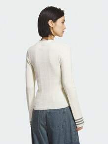 Adidas Originals Women's Colorblock Striped Crew Neck Sweater - White - View 3