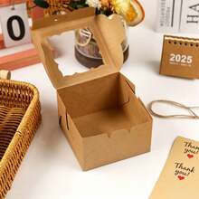 40/20/10/1pc Hard Paper Gift Storage Box With Transparent Viewing Window, Thickened Sturdy Structure, Reusable For Long-Term Use, Ideal Gift Packaging Box For Birthday Parties, Theme Parties And Holiday Gifting - Brown 4 Inch - View 5