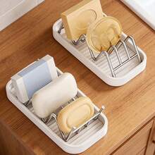 Wavy Soap Dish Drain Rack, Bathroom Soap Holder Drain Rack, Stainless Steel Kitchen Drain Rack, Countertop Sponge And Cleaning Cloth Drain Rack (Beside Sink), Quick Drainage, Keeps Countertop Dry, Securely Holds Sponges And Steel Wool - Multicolor - View 5