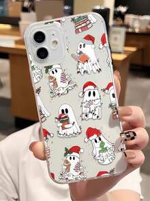 1 Piece Christmas/Halloween Ghost Cookie Design Full Coverage TPU Phone Case, Compatible With IPhone 16/16Pro/16Plus/15/15ProMax/15Pro/11/12/13/14ProMax/12Mini/13Mini/11Pro/11ProMax/12Pro/12ProMax/13Pro/13ProMax/14Pro/14ProMax, Creative And Elegant - 無色 - 查看 1
