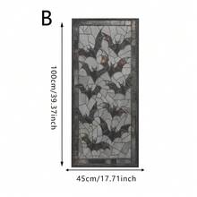 1/4pcs Halloween Stained Frosted Glass Static Window Films. Flying Bat, Black Spider Web Pattern Design Gothic Retro Removable Vinyl Privacy Stickers. Perfect For Spooky Halloween Festive Party Home Decor. - Multicolor - View 11