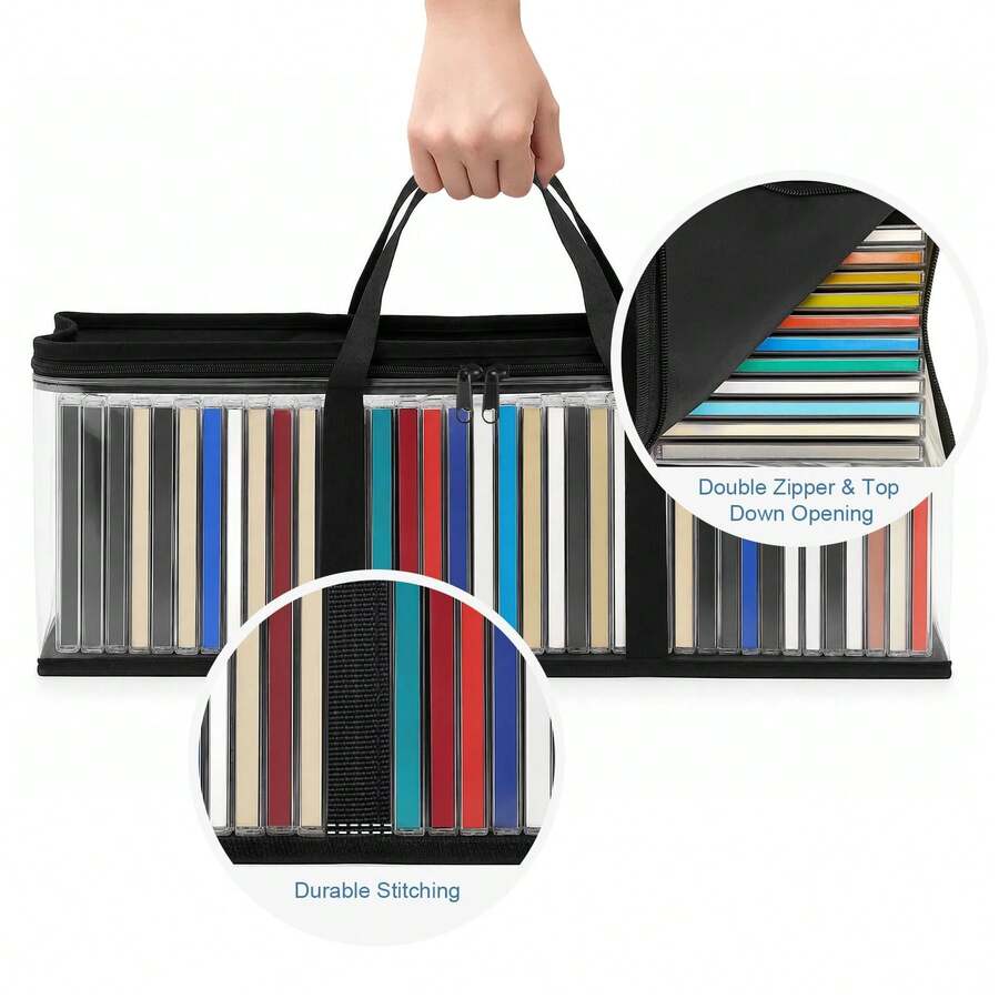3-Pack DVD CD Storage Boxes – Holds 99 Discs, Portable Carrying Case With Handles, 58x22x13cm For Home & Travel - View 1