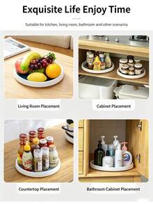 1pc Rotating Refrigerator Storage Rack, Suitable For Cabinets, Kitchen Countertops, Pantries, Kitchen Spice Racks, 360° Non-Slip Rotating Tray, Used For Kitchen Storage, Also As Desktop Decoration, Holiday Or Christmas Gift - Multicolor - View 10