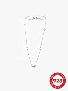 1pc S925 Sterling Silver Minimalist Ins Cold Style Cross Pendant Necklace For Women, Classic Design, Niche Elegant, Daily Casual Wear, Fashionable Luxury High-End Feel, Suitable For Parties And Vacations, Unique Neck Accessory - Cross - View 10