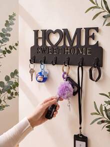 1pc Wall-Mounted Entryway Key Hook | Minimalist Wall Key Storage Rack | Wooden Wall Decor | Entryway Decorative Key Rack | Handmade Wooden Home Decor | Detachable Wooden Key Storage Rack - Home Black Cat Black Car - View 10