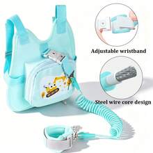 1pc Cartoon Baby Anti-Lost Backpack With 2m Leash, Breathable Adjustable Shoulder Straps, Polyester Material, Designed For Boys And Girls Children Anti-Lost Rope And Safety Wrist Strap Category: Safety Leash, Traction Strap - Multicolor - View 5