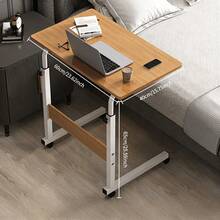 1 Pieza Mesa de Noche Móvil Ajustable en Altura (Decoraciones de Escritorio No Incluidas), Equipada con Ruedas Universales Bloqueables, Altura Ajustable Libremente, Escritorio de Computadora Móvil Simple, Adecuado para Trabajar en el Dormitorio y Estudiar al Lado del Sofá. - Multicolor - Ver 5