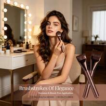 BS-MALL Enjoy Makeup Set Kuas Makeup Hitam 3 Buah dengan Harga Terjangkau dan Kinerja Tinggi, Kuas Makeup Portabel Multifungsi 2-in-1 untuk Perjalanan, Kuas Alas Bedak, Hadiah untuk Pacar - Hitam - View 5
