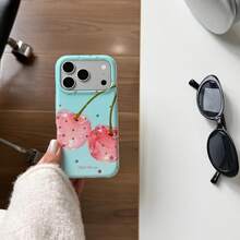 Summer Healing Style Gold Star Cherry Full Coverage Anti-Drop Phone Case Compatible With Apple 17 Pro Max, 16 Pro, 13, 14 Pro, 15 Pro, Women - Multicolor - View 4