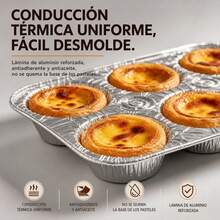 Set Of 4 Disposable Aluminum Foil Baking Pans With 6 Cavities (7cm) For Muffins, Cupcakes And Tartlets, Heat Resistant Molds For Catering - 彩色 - 查看 3