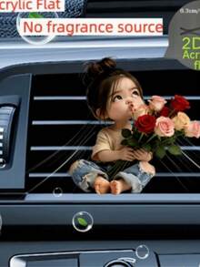 1pc Cute Pouty Girl Holding Heart Acrylic Car Air Vent Clip Decor - A - View 7