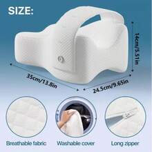 Memory Foam Knee Support Pillow, Specially Designed For Side Sleepers - With Adjustable Straps For Comfortable Sleep - Ergonomic Leg Support To Improve Posture - Breathable And Washable Pillowcase For Deeper Sleep. - Grey - View 3
