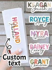 Pegatinas de nombre holográficas personalizadas, pegatinas de etiquetas de nombre personalizadas, pegatinas de nombre personalizables, regalo de cumpleaños, pegatinas de texto de colores, computadora - Estilo A - Ver 1