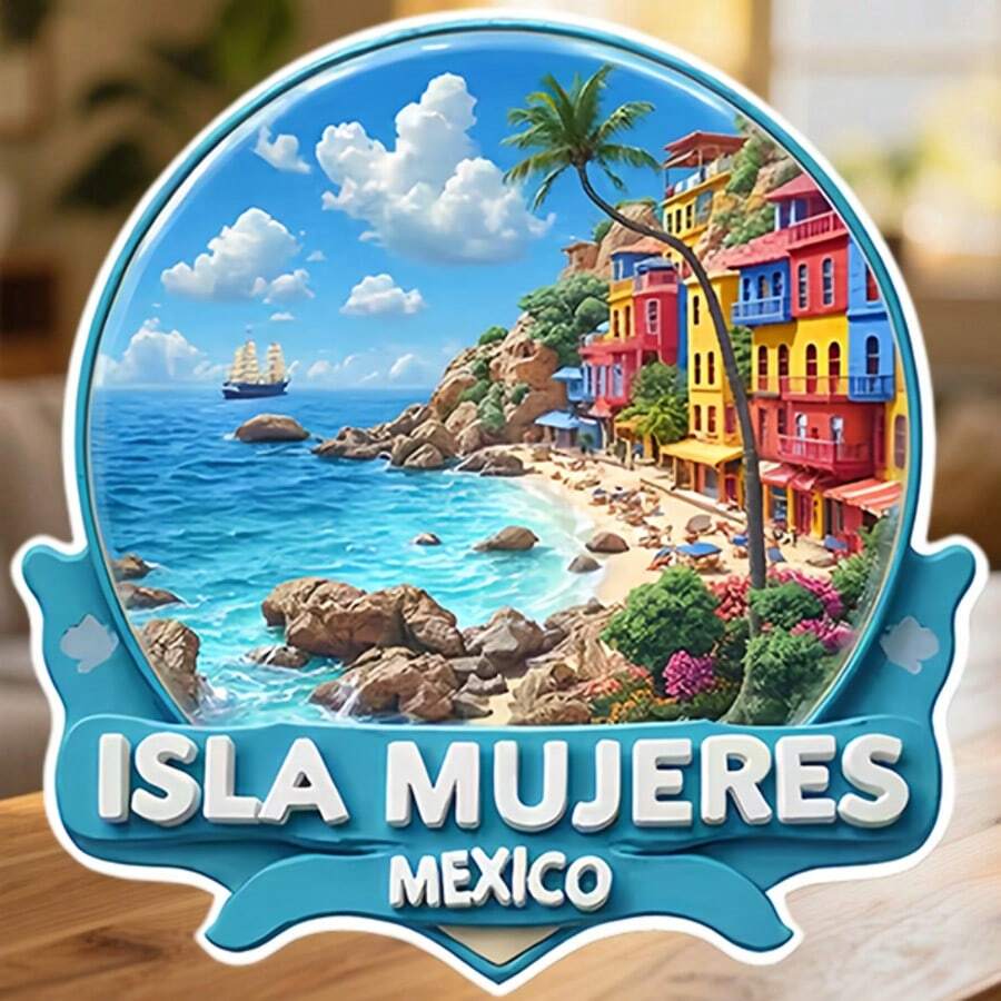 Isla Rainbow Cascades Over The Caribbean Blue Magnet Where The Waves Pause At Every Colorful Doorstep Keepsake For All Metal Surfaces Throughout The Home - A - View 1