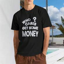 Sassy   Money   Quote Black T   Shirt,Casual Print,Comfortable And Versatile,Letter Pattern Pure Cotton Printed T Shirt - 款式 - 查看 1