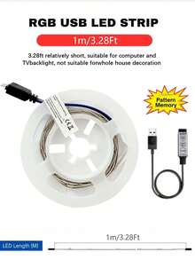 1 捲 50FT LED RGB 燈條,柔性 LED 燈條,RGB 多彩可調光,3 按鈕數據線控制,多種照明模式,亮度可調,USB 供電,自黏背膠,彩色電視背景裝飾燈,適用於房間和臥室裝飾,節日派對 - 彩色 - 查看 14
