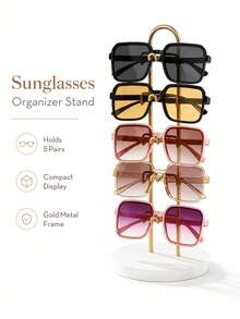 1pc 5-Layer Metal Eyeglass Frame, Desktop Fashion Glasses And Sunnies Storage And Display Stand, Space-Saving Portable Entryway Decor Rack, Eyewear Store Counter Display Rack,For Bedroom Decoration, Home Decor, And Vanity Table - Gold - View 4