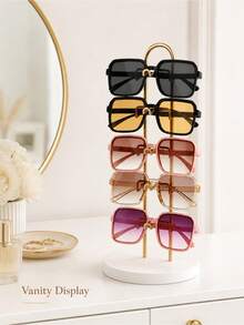 1pc 5-Layer Metal Eyeglass Frame, Desktop Fashion Glasses And Sunnies Storage And Display Stand, Space-Saving Portable Entryway Decor Rack, Eyewear Store Counter Display Rack,For Bedroom Decoration, Home Decor, And Vanity Table - Gold - View 6