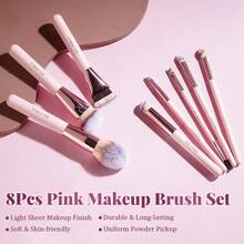 BS-MALL Precision Makeup Application High-Quality 8-Piece Pink Makeup Brush Set, Multi-Function Makeup Brushes, Portable Makeup Application, Non-Irritating, No Shedding, Beauty Brushes, Gift For Girlfriend And Women - Pink - View 2