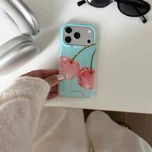 Summer Healing Style Gold Star Cherry Full Coverage Anti-Drop Phone Case Compatible With Apple 17 Pro Max, 16 Pro, 13, 14 Pro, 15 Pro, Women - Multicolor - View 2