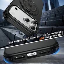 High-End Fashion 4-Corner Anti-Drop Phone Protective Case, 4-Corner Anti-Drop, Side Anti-Slip Design, Integrated Buttons, N52 Strong Magnetic Support For Wireless Charging, 360° Rotating Kickstand, Kickstand Supports Horizontal And Vertical Positions, Compatible With Apple 11/12/13/14/15/16 Pro Max, S22/23/24+ U A05/A14/A15/A24/A25/A34/A54, Note 13 Pro And Other Models, Complete Phone Case Set - Black/Rotating Stand - View 6