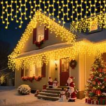 1pc Christmas Home Decor Icicle LED String Lights, Battery Powered Fairy Lights, Holiday Decoration, Christmas Lighting, Indoor/Outdoor Eaves Decor - Battery-operated Icicle Lights - View 2
